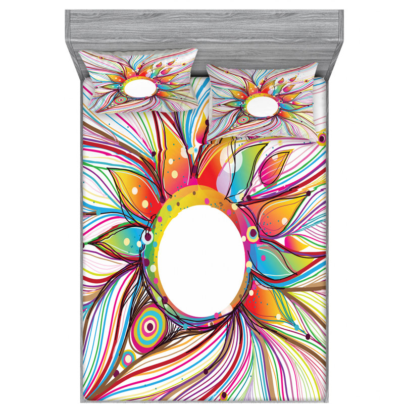 Microfiber Patterned Sheet Set, Full Fitted Sheet with 2 Pillowcases