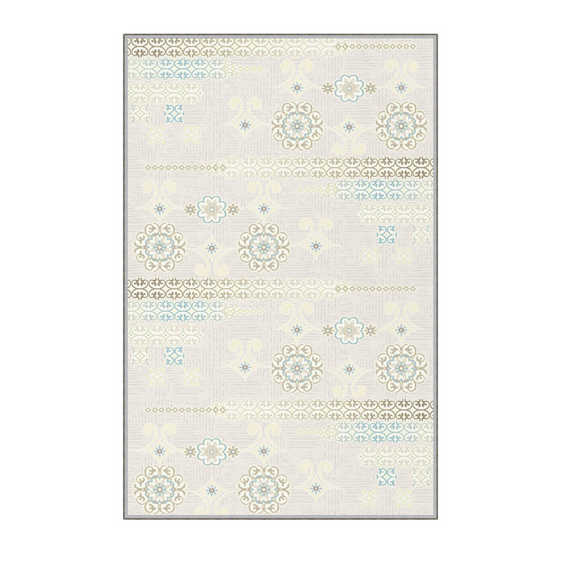 Premium Polyester Area Rug (5.2 x 7.5 ft), 1% Antibacterial, Non-Slip Underside, .3 in Pile Height | Machine Washable, 3D Digital Print, Durable Woven Carpet | Ideal for Living Room, Bedroom & Dining Spaces