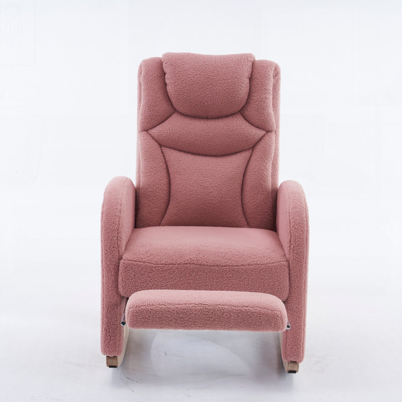 Chaise berçante de chambre de bébé avec repose-pieds réglable, Ourson rose