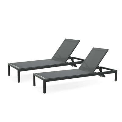 Adjustable Outdoor Lounge Chair Set of 2 with Mobility Wheels