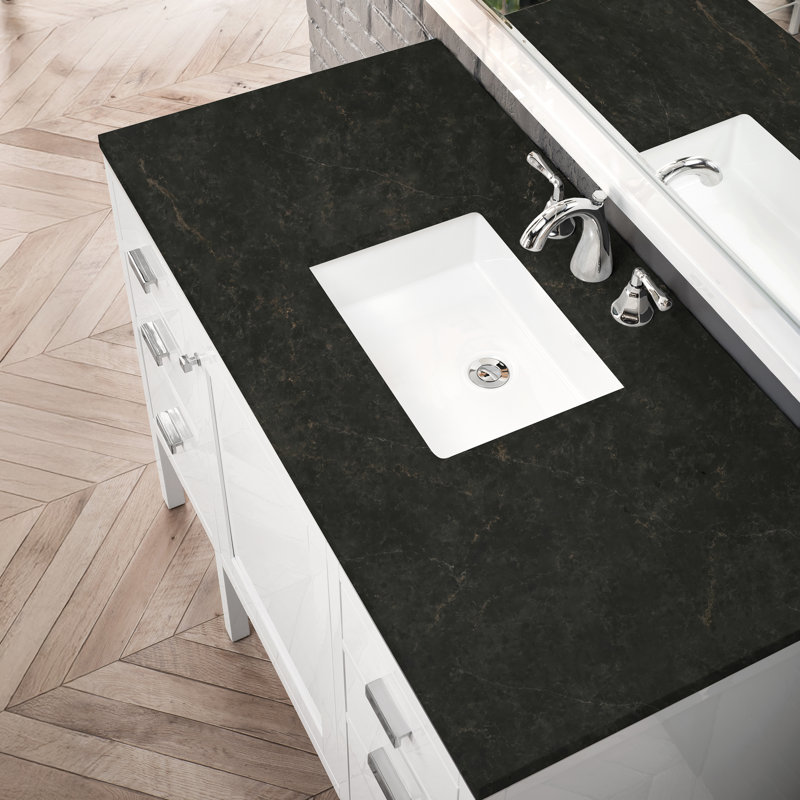 Addison 48" Single Bathroom Vanity Set, Glossy White, 8" Widespread, Phantome Eclos