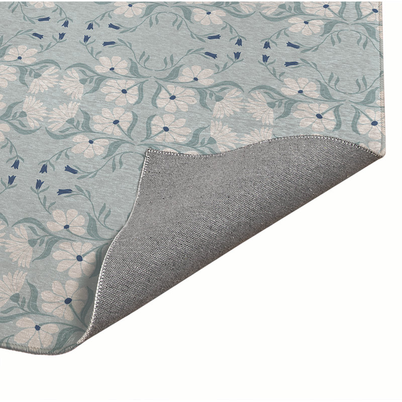 Tapis de cuisine Groovy Flowers, Bleu, Rectangle 4pi x 6 pi