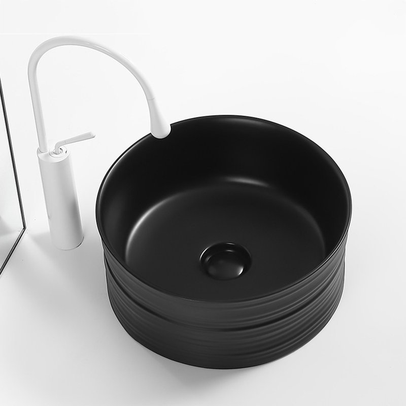 Lavabo circulaire 16 po avec finition noir mat Runden, Noir mat
