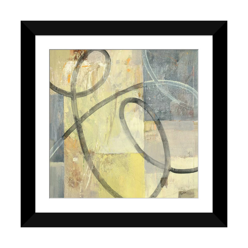 Ribbon Dance I, reproduction d'art sur toile tendue, H 16 po x l 16 po x P 1 po, Papier beaux-arts encadré noir, Blanc