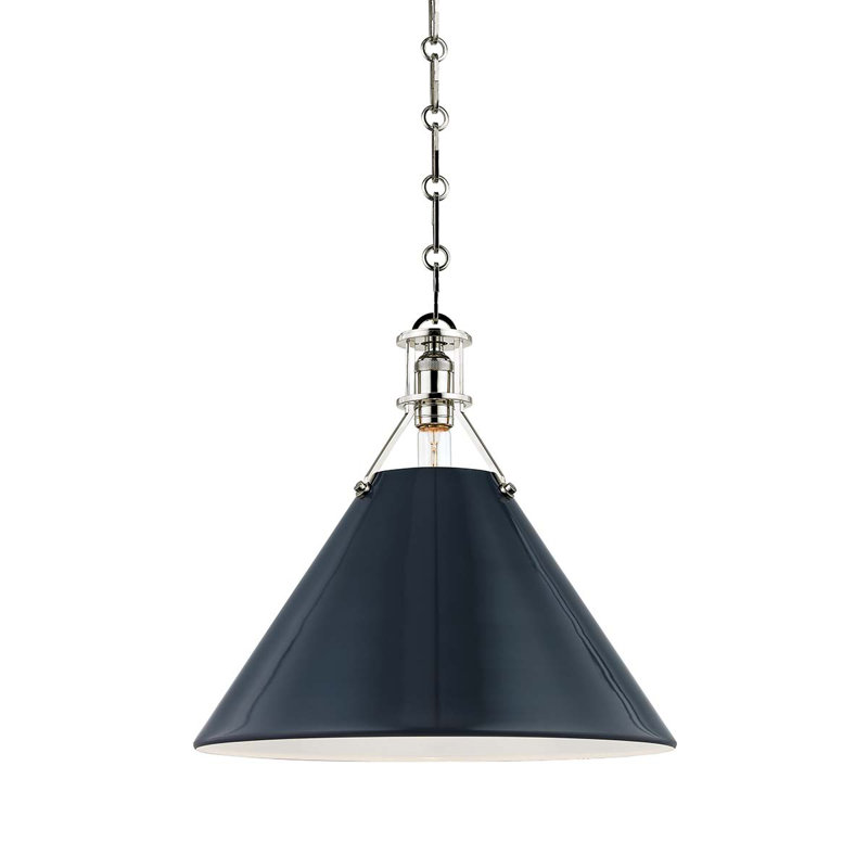 Luminaire suspendu Painted No.2 par Mark D. Sikes, Bleu très foncé, H 14,5 po x l 16 po x P 16 po, Nickel poli