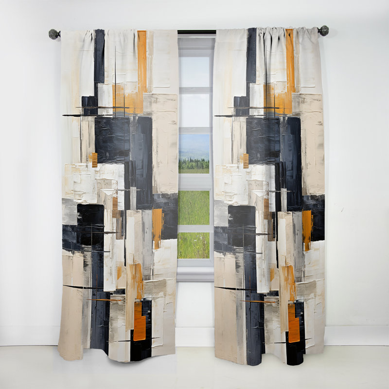 Ivory Illusions Abstract Shapes Ii - Shapes Curtain - Velvet Room Darkening - 1 Panel, 52" W x 95" L
