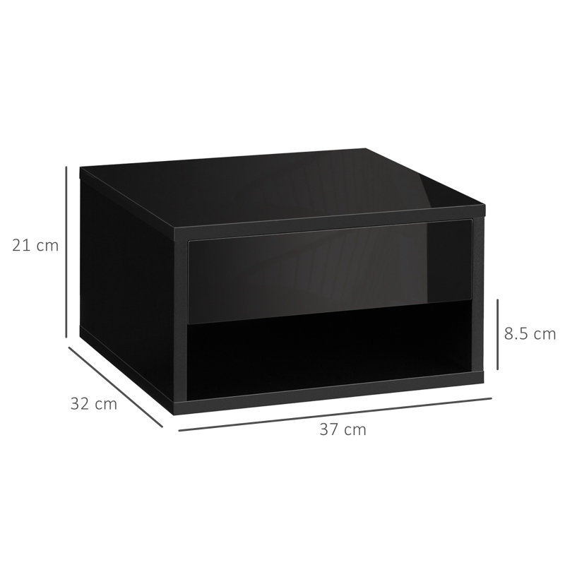 37 cm W Bedside Table, Black