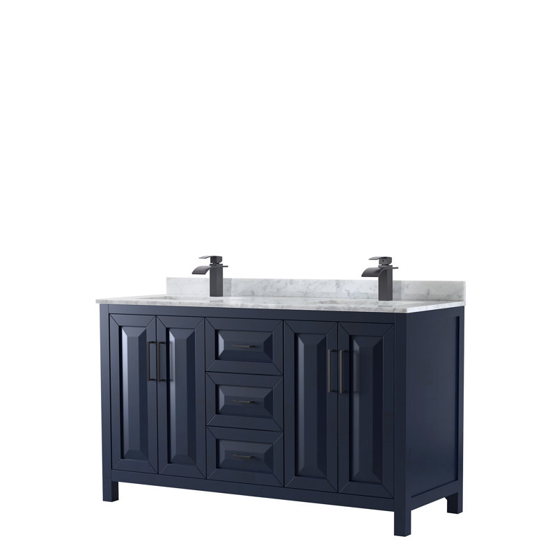 Daria 60'' W Double Vanity, Dark Blue, Matte Black
