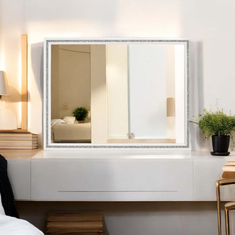 Haiden 46"x35" Mirror, White Finish, White