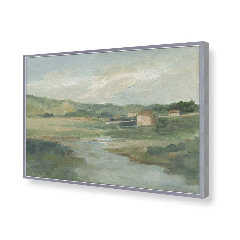 "Paysage champêtre européen II" par Ethan Harper, reproduction d'art, H 30 po x l 40 po, Argent argent