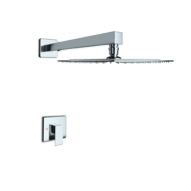 Topcraft 12-Inch Square Wall-Mounted Rain Shower System, Chrome