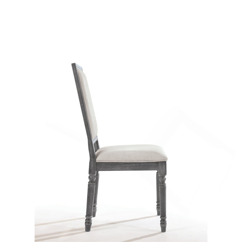 Ensemble de 2 chaises d'appoint en lin crème et gris vieilli Leventis