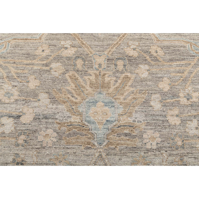 Hand Knotted Wool Oriental Area Rug in Blue/Gray/Brown, Rectangle 5' x 8'