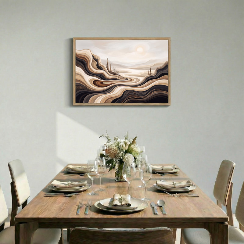 «Wavy Layered Hills in Earth Tones and sépia Sky», art mural sur toile, 24"H x36"W