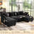 George 6-Piece Upholstered Chenille U Shaped Sectional Sofa with Two Ottomans-1015236814