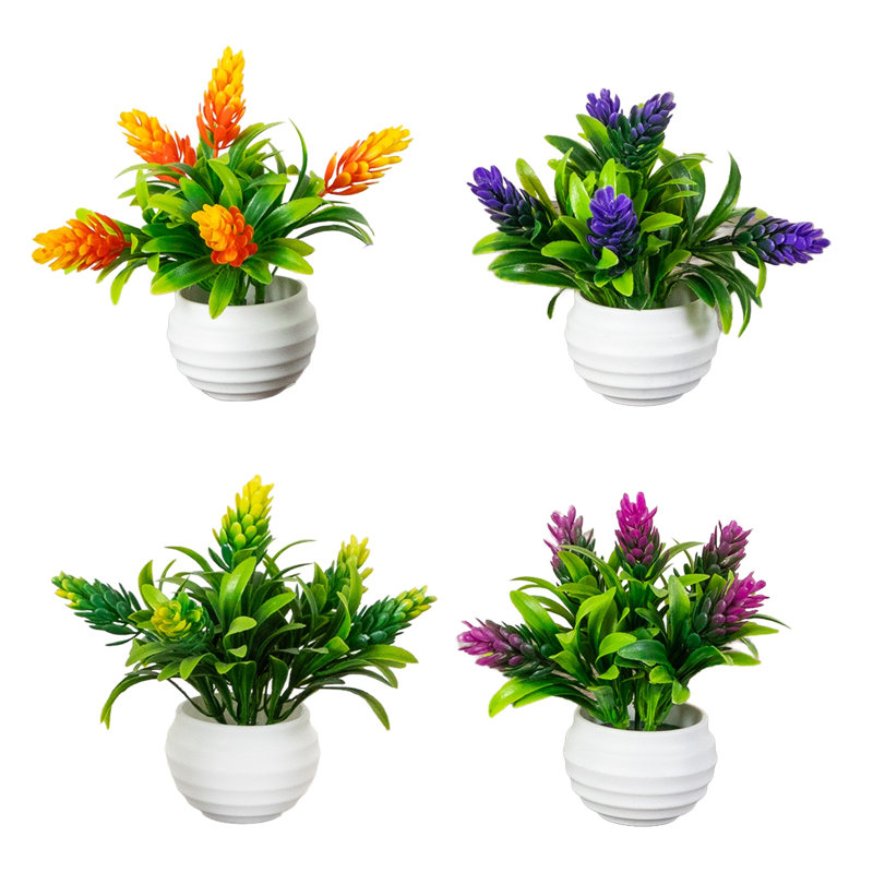 5 po Mini plante artificielle à fleurs artificielle blanche - ensemble de 4
