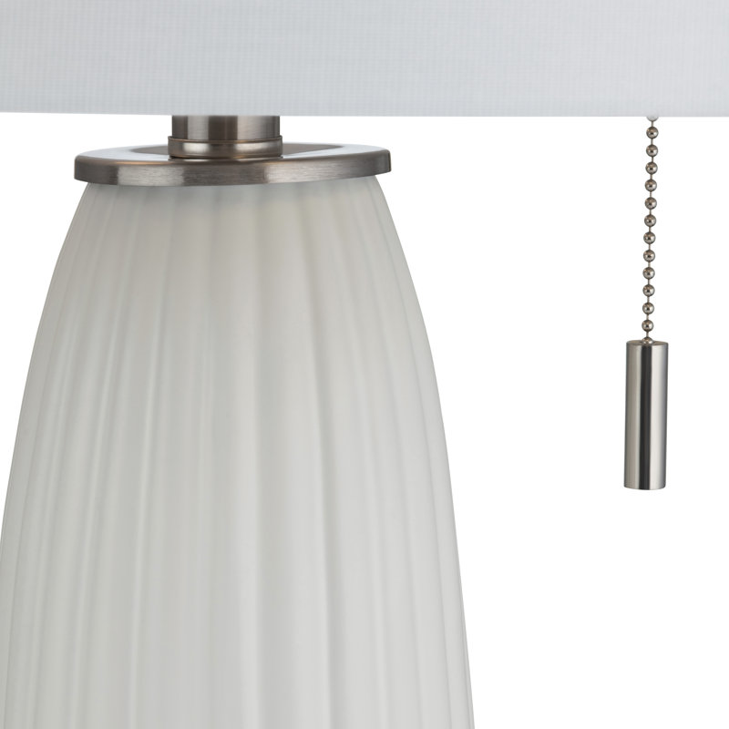 30" Crystal Table Lamp With White Shade