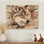 Aquarelle de loup fantaisiste en automne - Art mural moderne sur bois de pin naturel-57761916