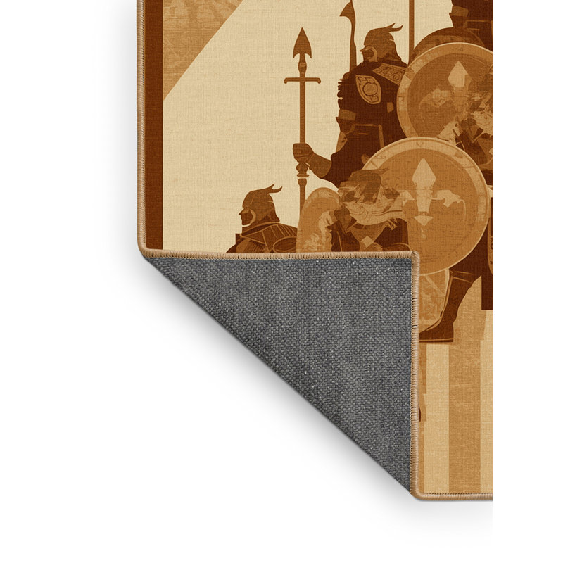 Tapis moelleux moelleux moelleux Art Deco Warriors de Dupras Odins en brun - reliure brun clair, 4 x 6