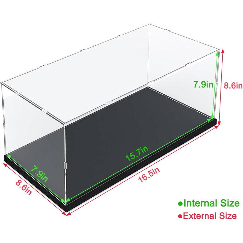 Clear Acrylic Display Case For Lego 10330 10295 42176 10337 42170 75376 Collectibles, Transparent Box Dustproof Protection With Wood-Plastic Base & String Light, Black Inside 15.7X7.9X7.9In