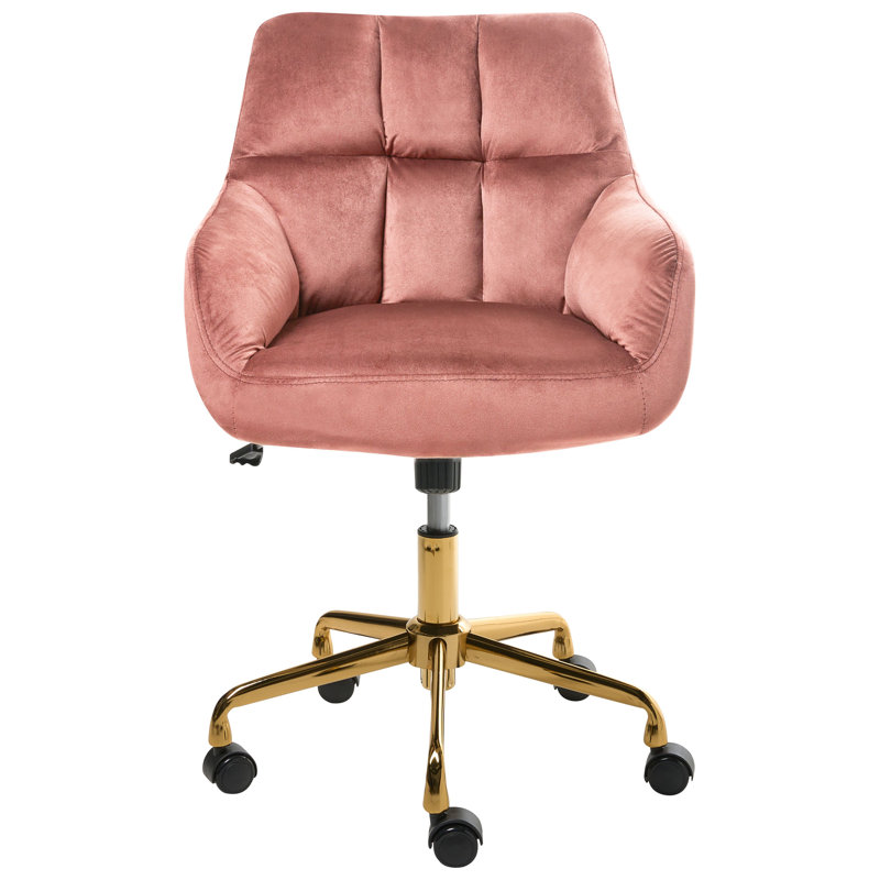 17 Stories Velvet Office Chair, Pink
