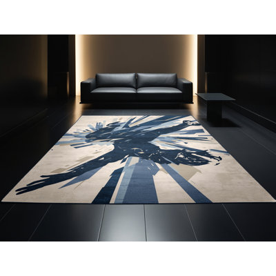Tapis beige moelleux moelleux et éclectique abstrait