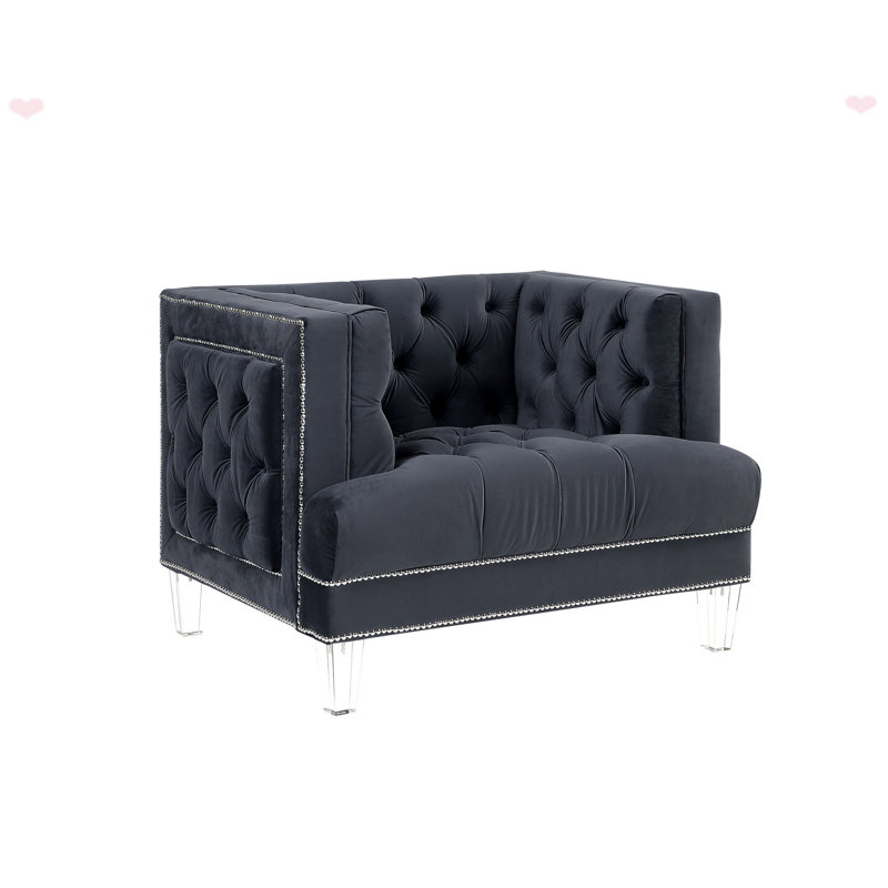 Chaise moderne en velours pour le salon, Velours gris anthracite