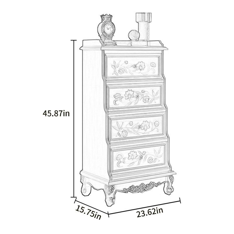Rustic Hand-Painted Four-Drawer Accent Chest