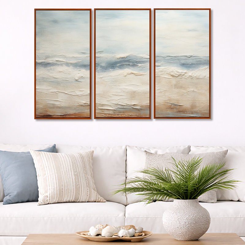Rasch - ensemble d'art mural océan côtier, H 32 po x l 48 po x P 1 po, Brown Floater Framed