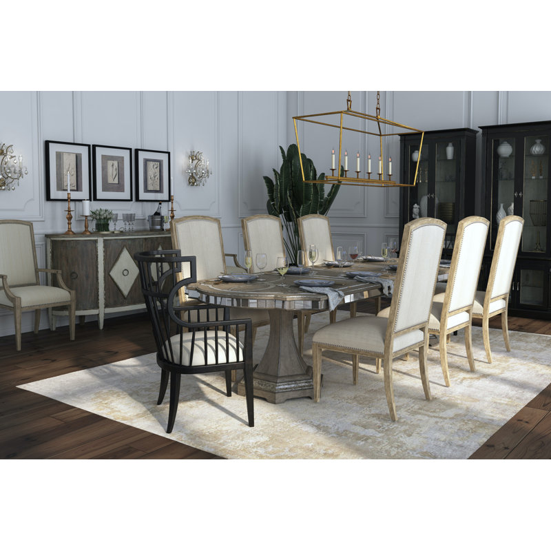Black Wood Slat Back Upholstered Arm Chair