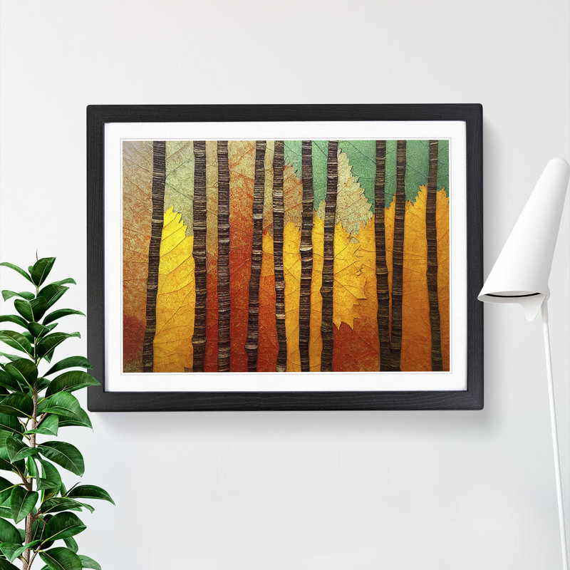 An Incomparable Autumn Forest Abstract - Single Picture Frame Print, 25cm H x 34cm W x 2cm D, Black Framed