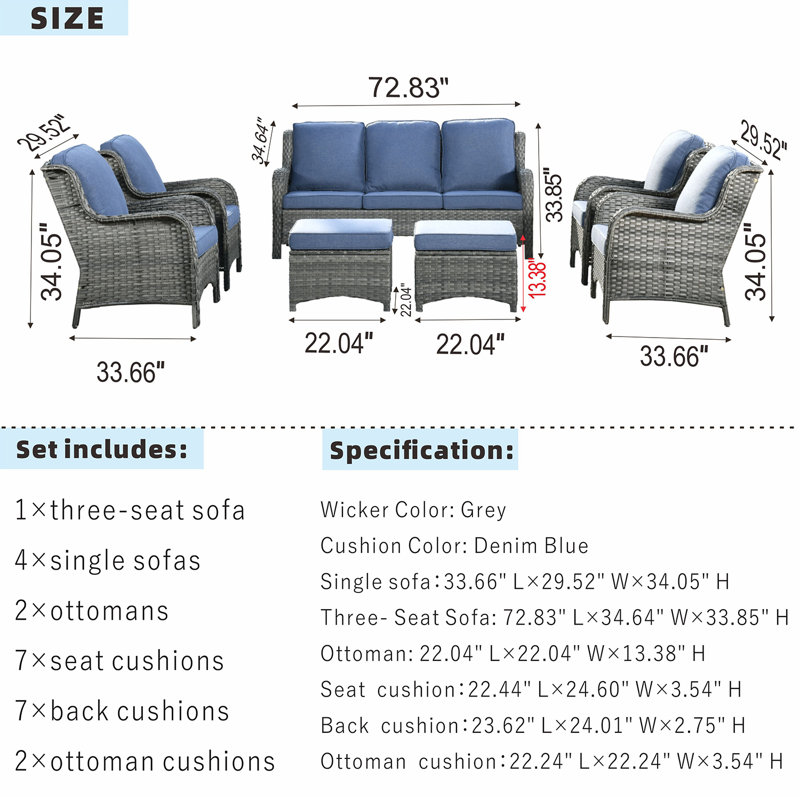 Mobilier d'extérieur en rotin Gilgardo, Non, Bleu