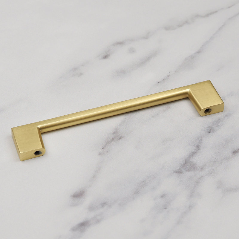 Brushed Brass Slim Square D-Bar Handles, 128mm