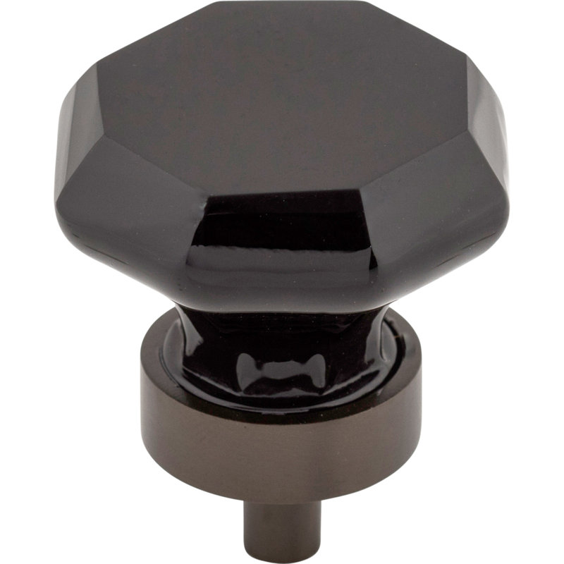 Black Octagon Crystal 1 3/8" Diameter Round Knob