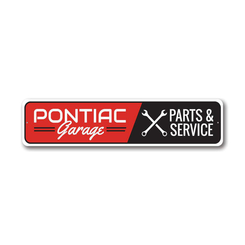 Enseigne en aluminium Pontiac Garage, H 4 po x l 18 po x P 0,04 po