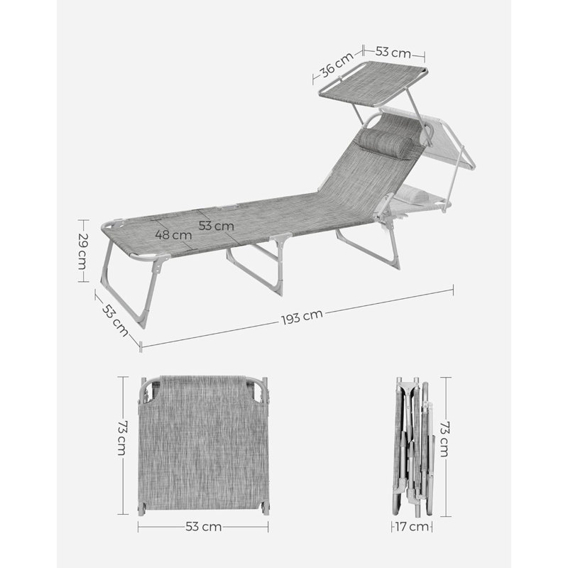 Chaise longue Abagayle, Gris anthracite