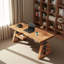 Solid wood electric height-adjustable home desk-408398320