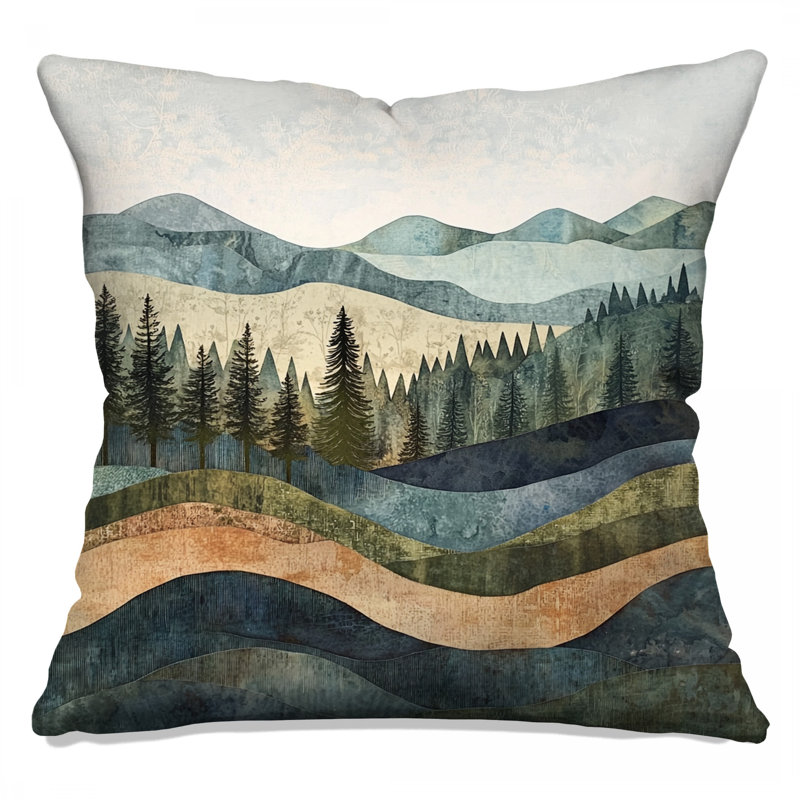 Layered Mountain Landscape Double Sided Throw Pillows, 20 x 20 inches