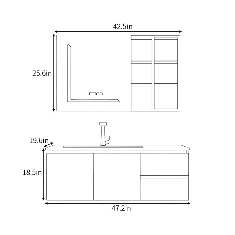 Armoire de salle de bain simple et haut de gamme de style italien