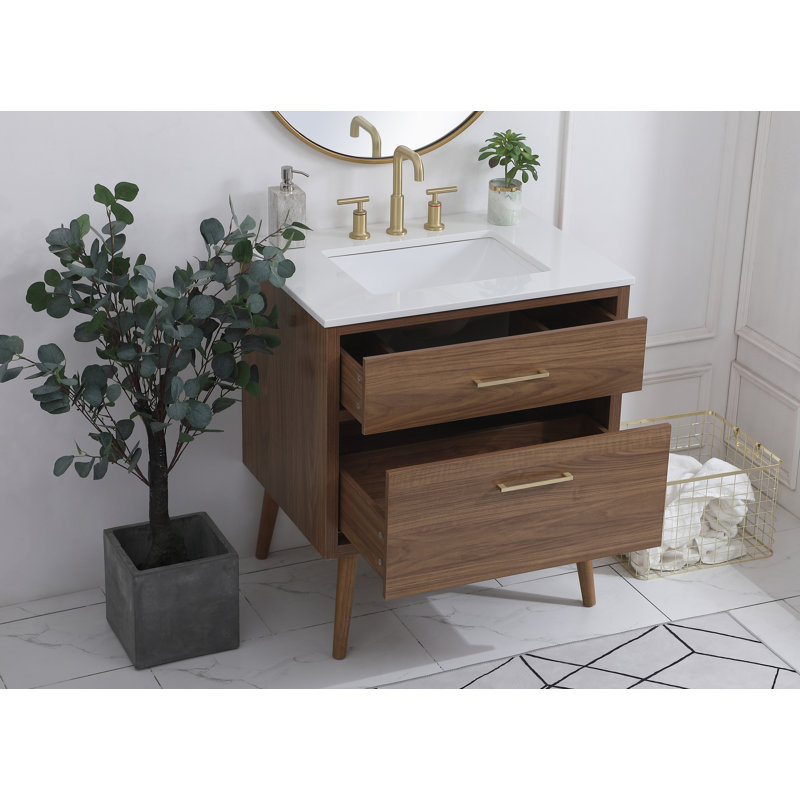Ensemble de meuble-lavabo simple 30 po Burkley, Noyer brun