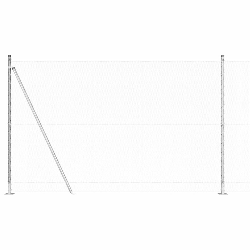 Vidaxl Fence With Posts PVC-Coated Steel, 150cm H x 2500cm W x 3.2cm D, Silver