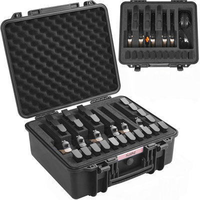 Hard Pistol Cases with Pre-cut PU Foam, Waterproof & Dustproof Hard Gun Case for 1 Pistol, 19.3×17.1×8.3 in Lockable Pistol Case, Black