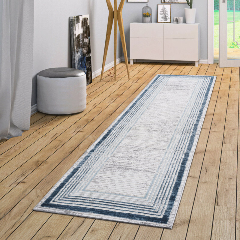Stylish Area Rug 2X8, Blue//, Non-Shedding Stain For Dorm Room Style Entryway Charm, Runner 2'2" x 8'1"