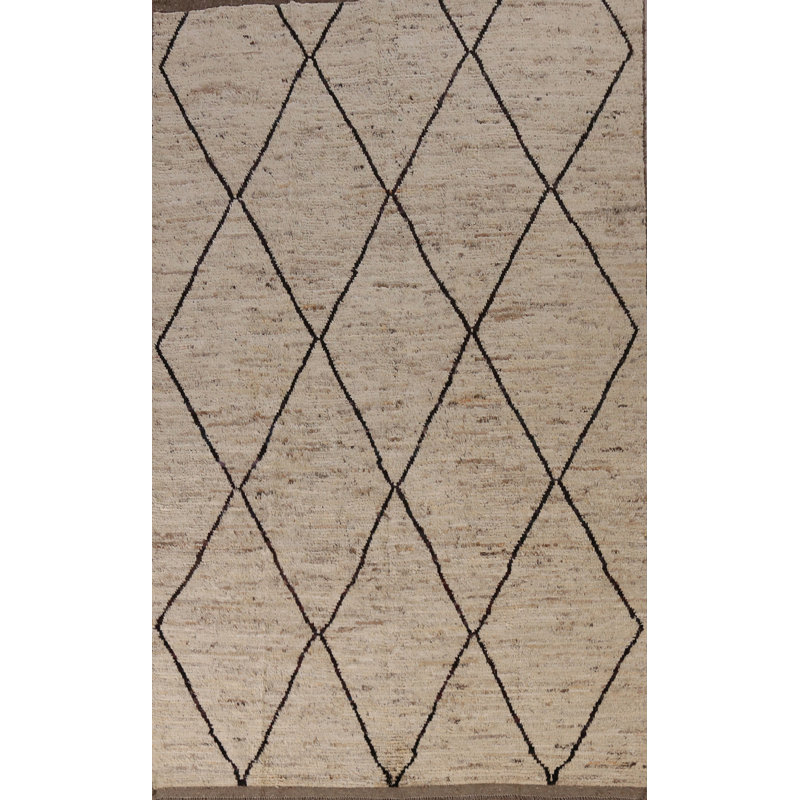 Tapis oriental marocain à motif géométrique treillis 7 x 10