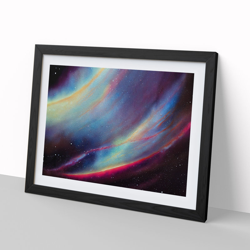 Galaxy Watercolour Vol.1 - Single Picture Frame Print, 34cm H x 46cm W x 2cm D, Black Framed