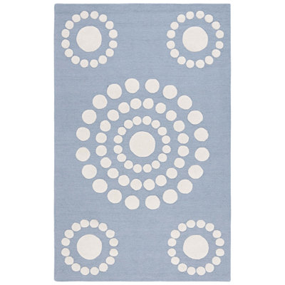 Kynlee Hand Tufted Wool/Cotton in Blue/Ivory Area Rug