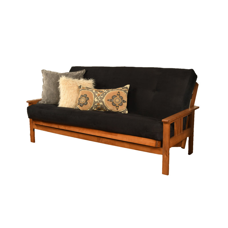 Lakel Futon Mattress, Frame Not Included, Black Microsuede, Cotton and Foam, Full