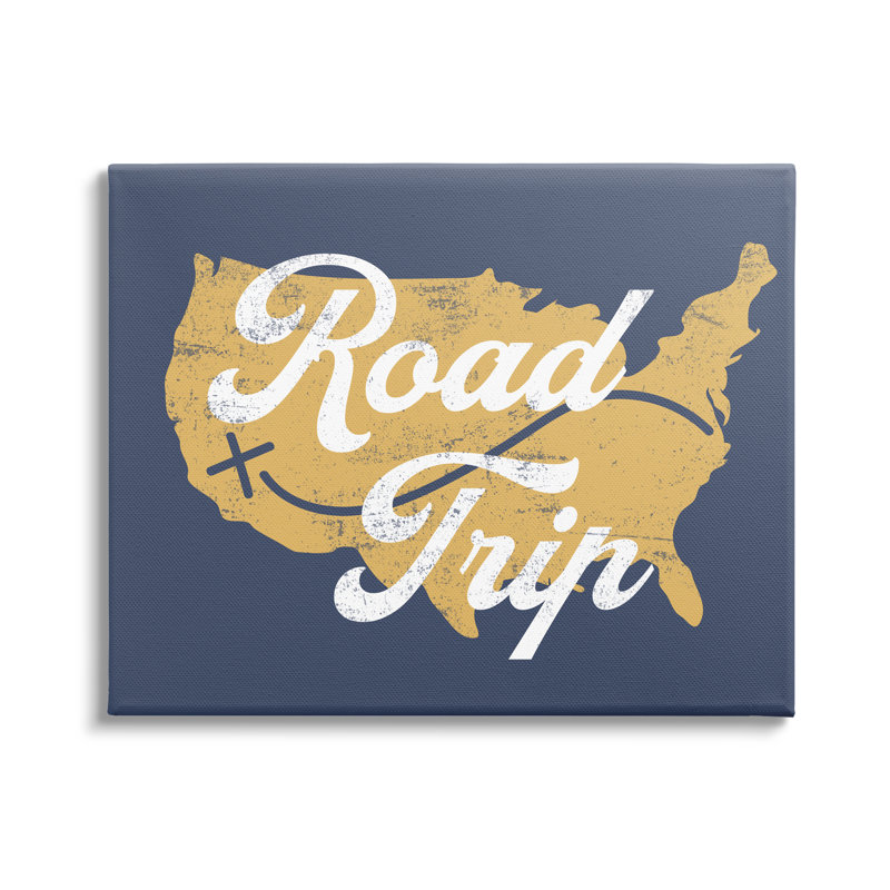 «Road Trip», texte rétro, carte de campagne par Lil 'Rue - impression, Toile tendue, L 40 po x H 30 po
