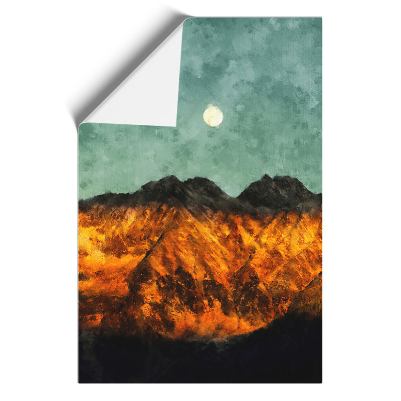 The Moon Above the Mountains Painting - Frameless Print, 59cm H x 42cm W x 0.1cm D