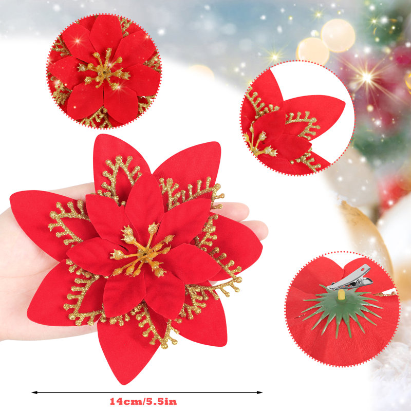 5.5'' Plants & Flowers Holiday Shaped Ornament, Red/Gold